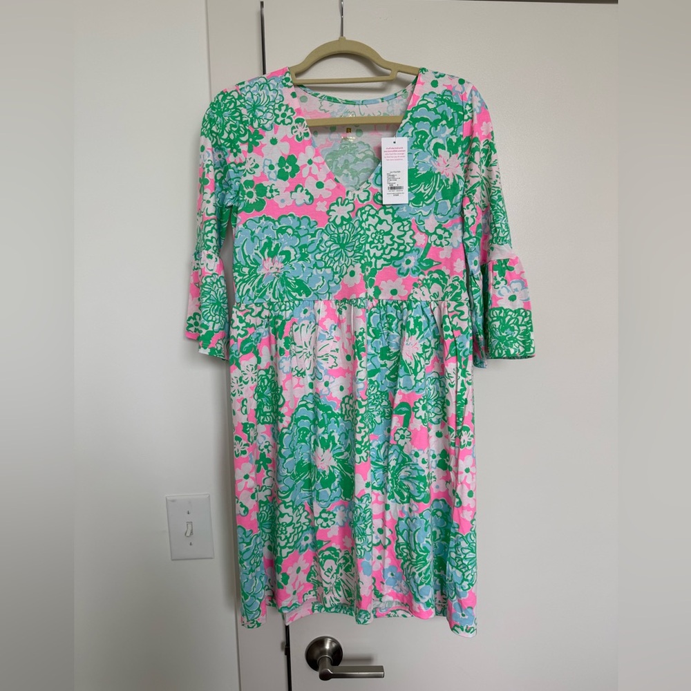 NWT Lilly Pulitzer Jannie V-Neck 3/4 Sleeve dress - Plumes in Bloom